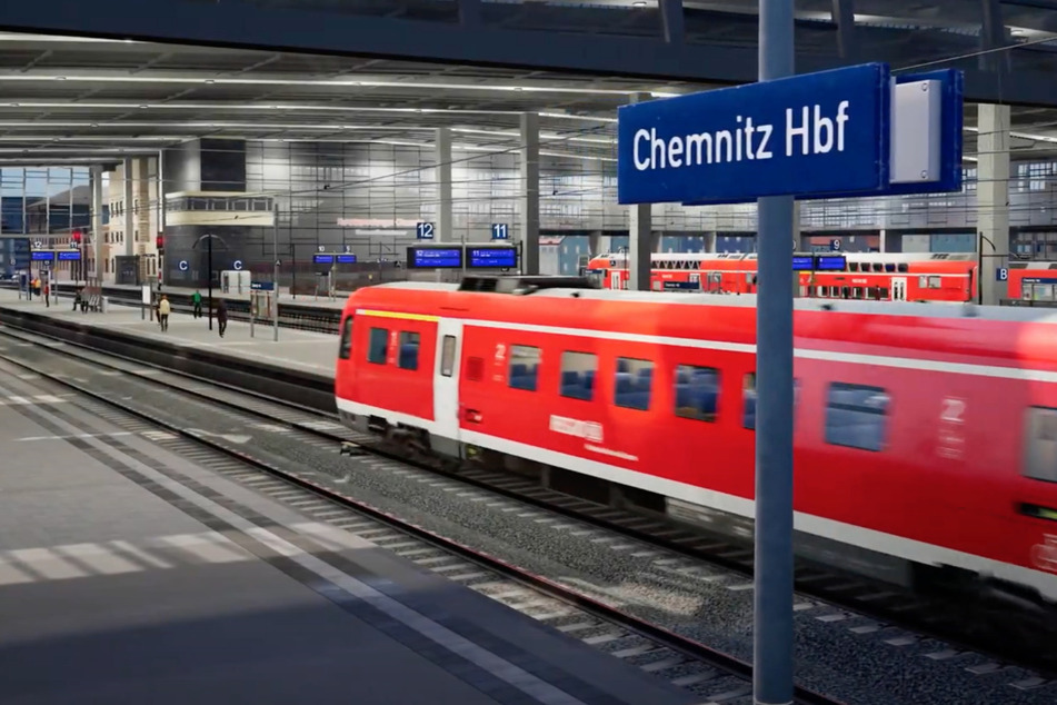 Wirklichkeitsgetreue Abbildung des Chemnitzer Hauptbahnhofes im Spiel "Train Sim World 2".