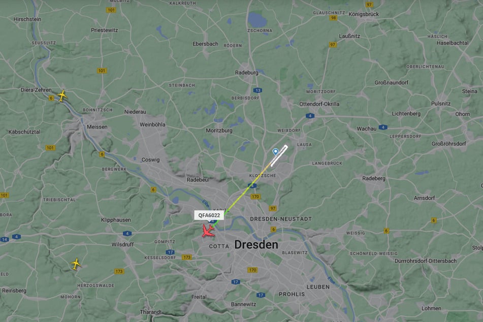 Der A380 von Qantas mit Flugnummer "QFA6022" startete um 10.20 Uhr am Dresdner Flughafen.