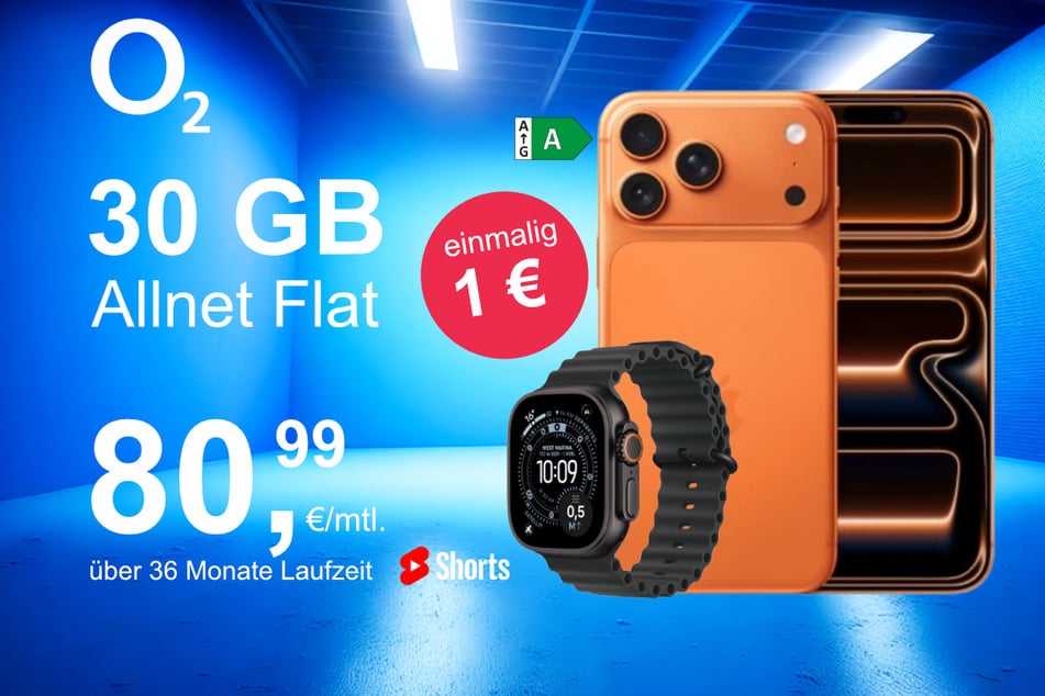 Bei o2 gibt's das iPhone 17 Pro Max jetzt mit Watch Ultra 3 im Bundle exklusiv für nur 1 Euro.