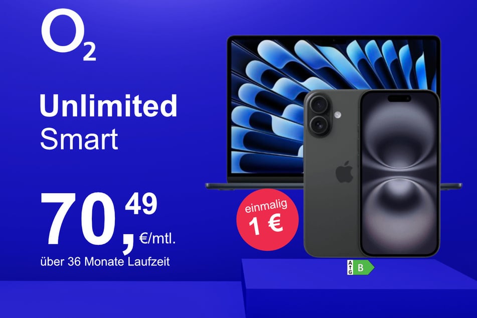 Bei o2 gibt's das iPhone 16 mit MacBook Air 13 für nur 1 Euro im Angebot.
