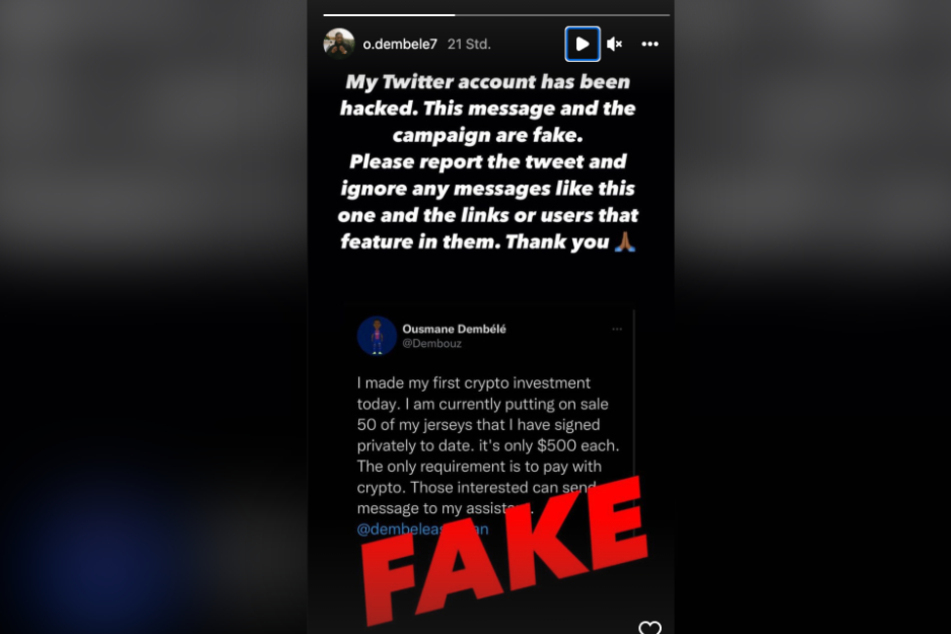 Ousmane Dembele (25) informierte seine Follower auf Instagram über den Hackerangriff.