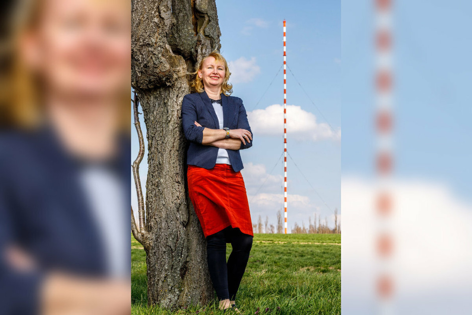 Ist der markante Riese noch zu retten? Sabine Neumann (40) vom Förderverein Funkturm Wilsdruff setzt alle Hebel in Bewegung.