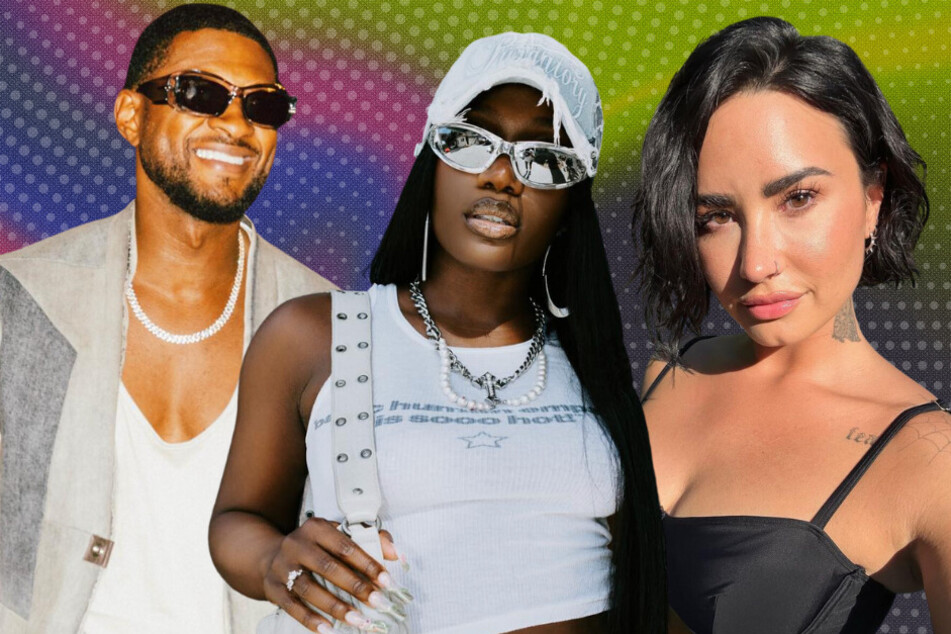 Usher (r.), Doechii (c.), and Demi Lovato are releasing singles this week that have millions of fans excited for what's to come!