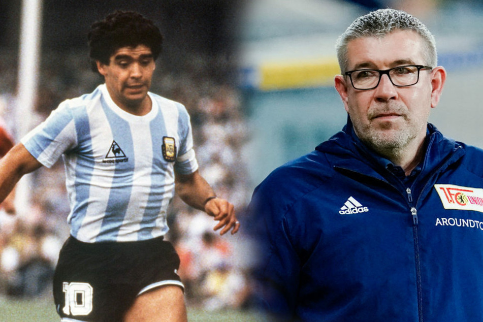 Union-Coach Urs Fischer (54, r.) verbindet eine schöne persönliche Erinnerung mit der verstorbenen argentinischen Fußball-Legende Diego Armando Maradona (†60).