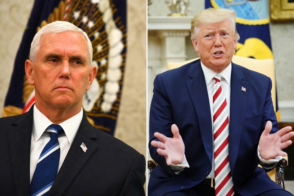 Donald Trump's former Vice President Mike Pence (l.) has criticized his former boss for calling January 6 rioters "hostages" during a recent rally.