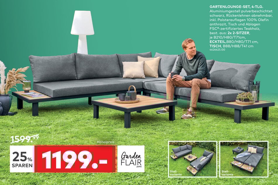 Ein wahres Schnäppchen ist dieses Gartenlounge-Set für gerade einmal 1.199 Euro.