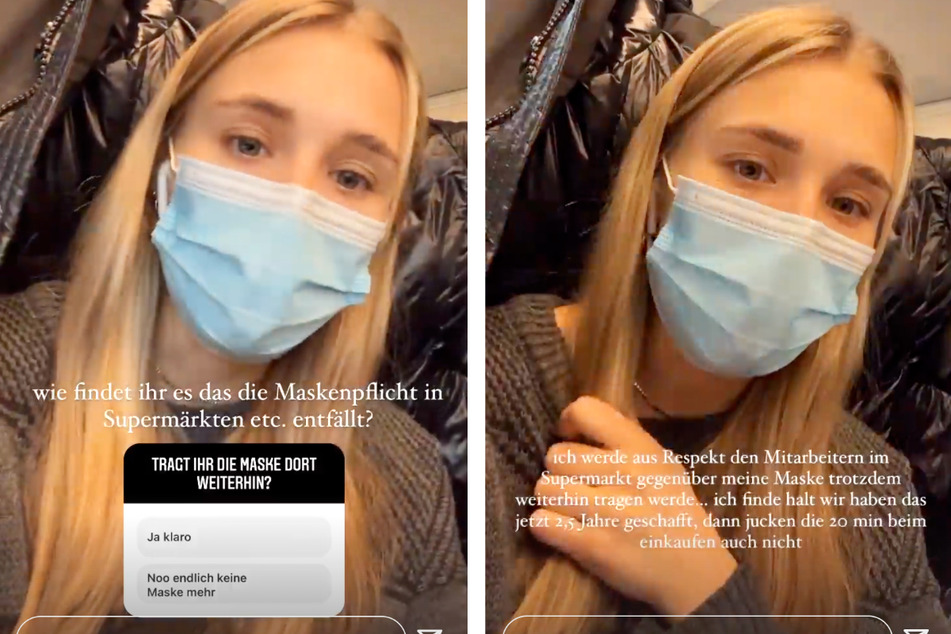 Im Hinblick auf den Wegfall der Maskenpflicht im Einzelhandel bezog die 22-Jährige am Montag auf Instagram klar Position.