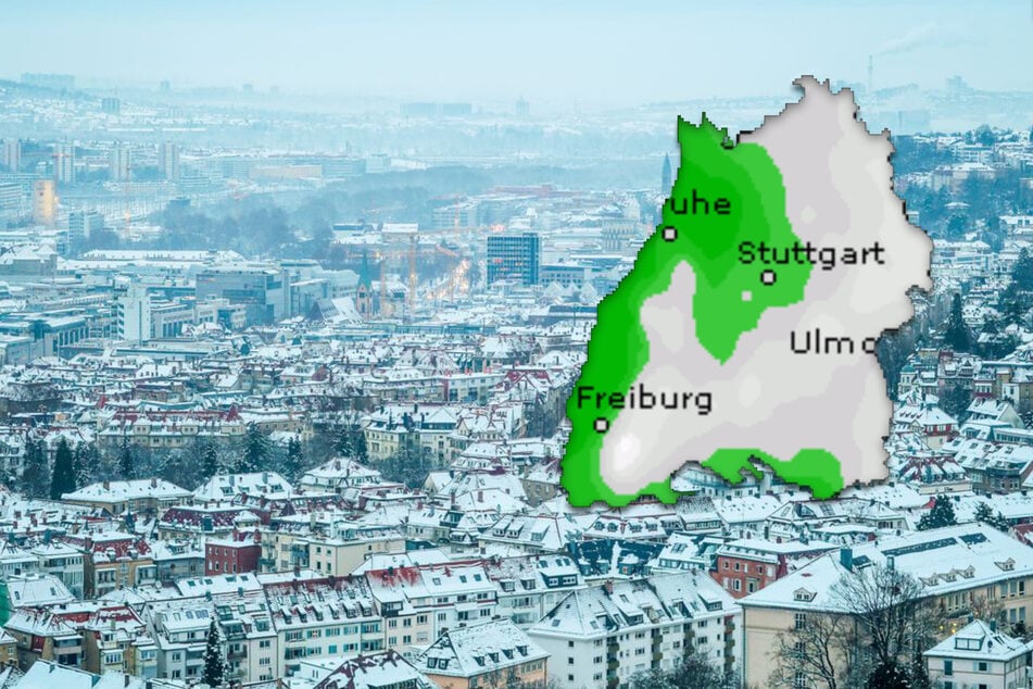 In großen Teilen des Südwestens ist das Schneefallrisiko in den kommenden Tagen noch einmal hoch, wie die Karte zeigt.