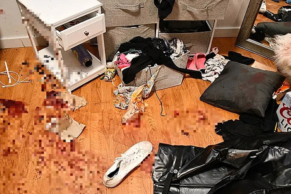 Von der Polizei kurzzeitig veröffentlichte Tatort-Fotos zeigen das ganze Ausmaß des Verbrechens.