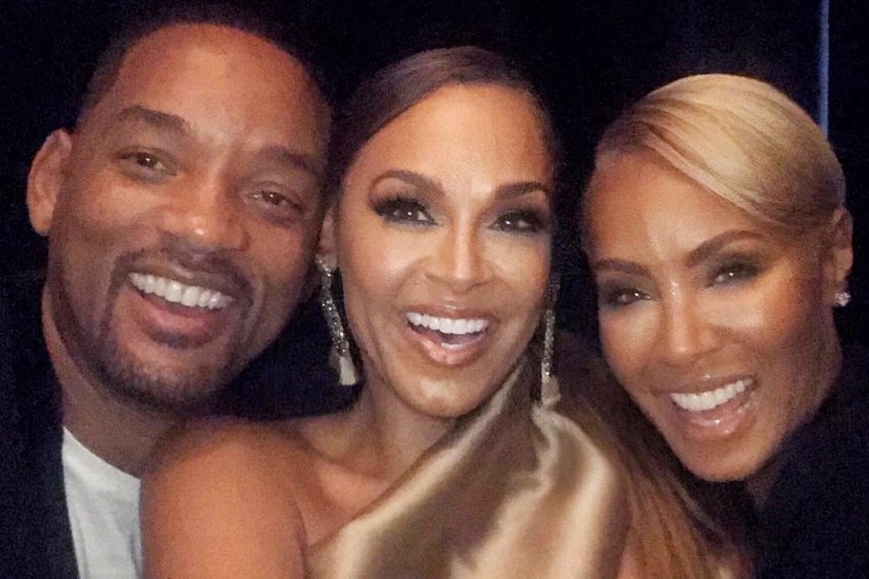 Will Smith (l) shared a snap of himself with his ex-wife Sheree Zampino (c) and his wife Jada Pinkett-Smith (r).