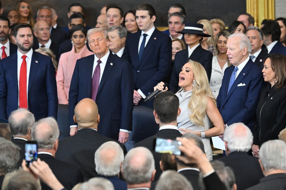 Singer Carrie Underwood performs America the Beautiful after President Donald Trump was sworn in at the US Capitol Rotunda on Monday in Washington, DC.