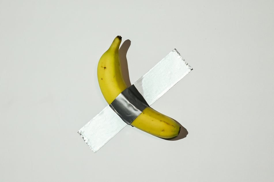 The work by Italian artist Maurizio Cattelan consisted of a single banana duct-taped to a blank wall.