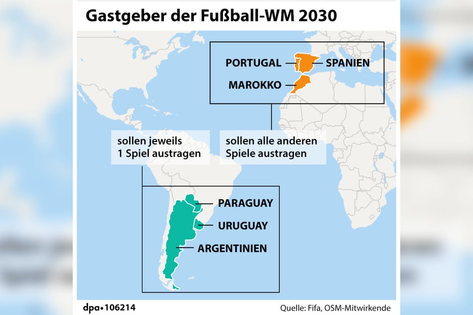 Kompliziert: Die WM 2030 findet auf drei verschiedenen Kontinenten statt.