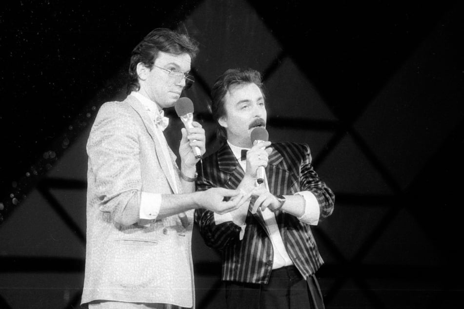 Blick ins Jahr 1985: Jürgen Karney (r.) und Wolfgang Lippert in der Fernsehsendung "bong". (Archivfoto)