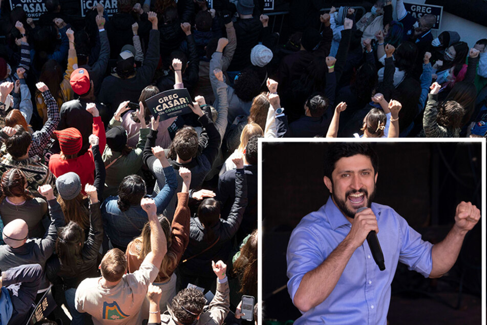 Congressional candidate Greg Casar spoke to a large crowd of supporters at Mohawk in Austin, Texas on Sunday.
