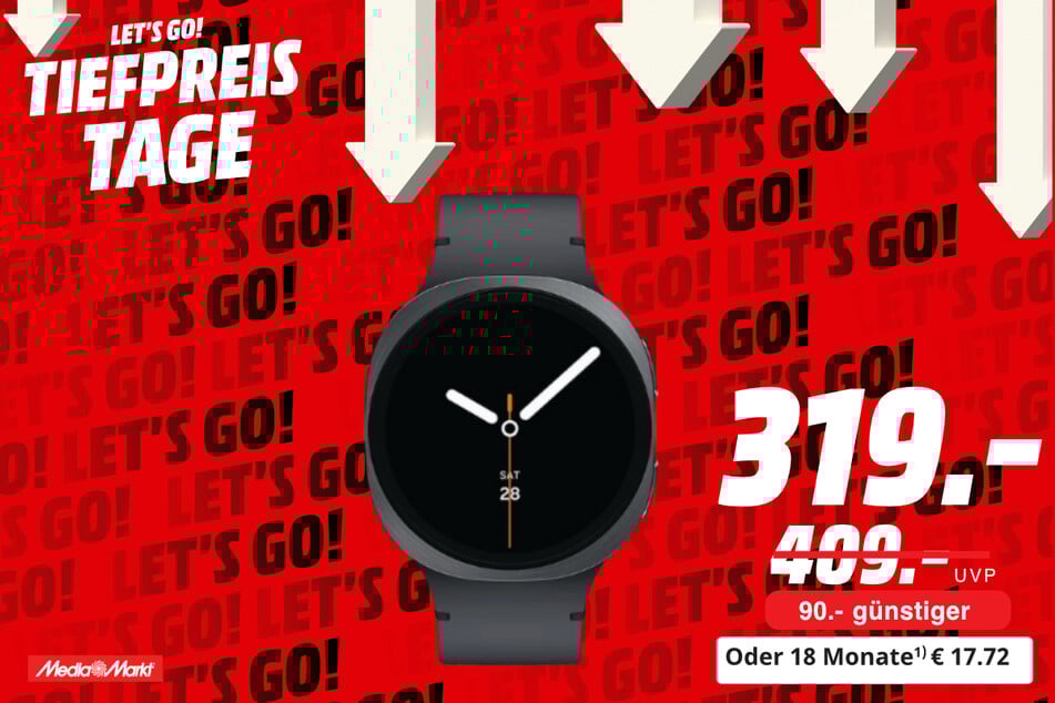 Samsung Galaxy Watch 8 für 319 statt 409 Euro.