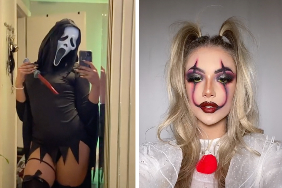 Wander to the dark side by dressing up as your favorite villain, like Ghostface from Scream (l.) or Pennywise from IT (r.)