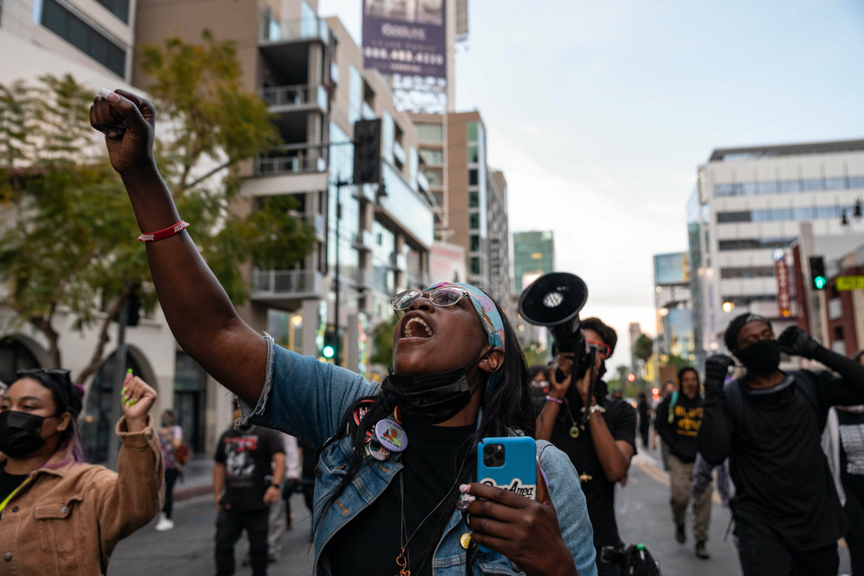 BLM protesters in Los Angeles gathered this week to march on the one-year anniversary of George Floyd's murder.