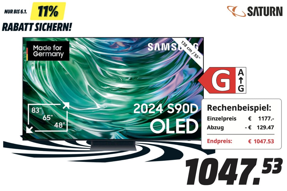 55-Zoll Samsung-Fernseher für 1.047,53 Euro.