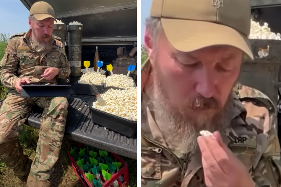Ukrainischer Soldat verfolgt Machtkampf in Russland mit massenweise Popcorn