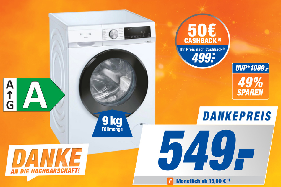 Siemens-Waschmaschine für 549 Euro.