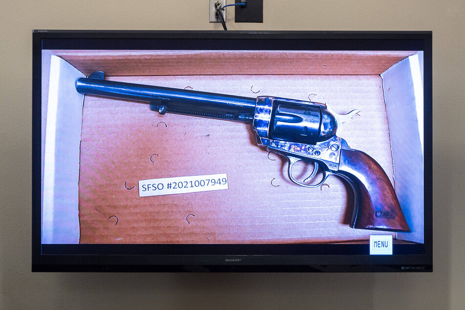 The revolver Alec Baldwin fired, killing Rust cinematographer Halyna Hutchins and wounding director Joel Souza, is displayed during the trial against armorer Hannah Gutierrez-Reed.