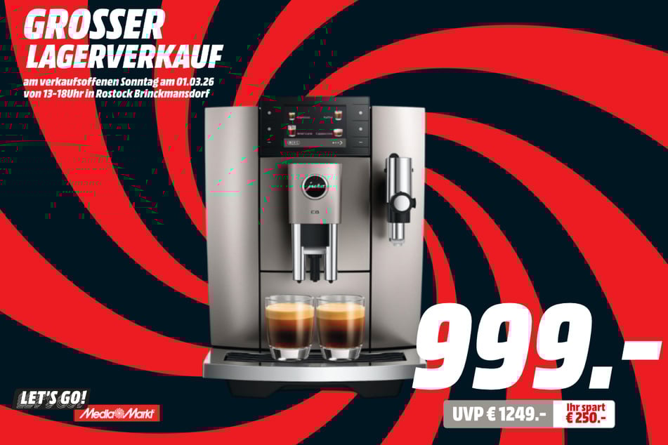 Jura-Kaffeevollautomat E8 (ED) für 999 statt 1.249 Euro.