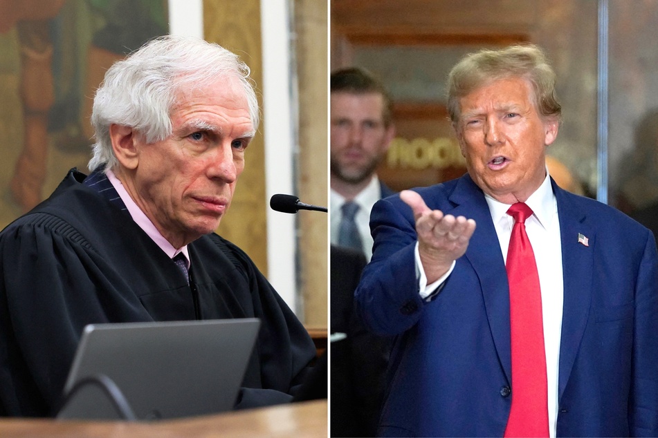 Donald Trump appeared in court to give his closing arguments during the finale of his civil fraud trial, despite being barred by Judge Arthur Engoron (l.) from doing so.