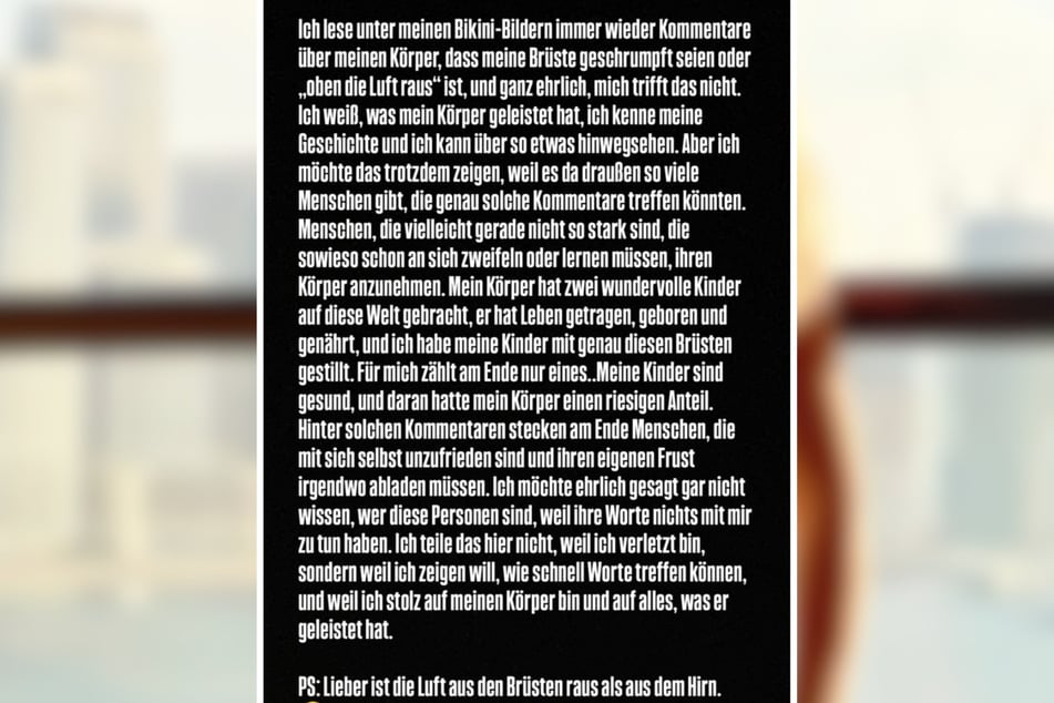 Mit diesem Statement wendet sich die Influencerin direkt an die Internet-Hater.