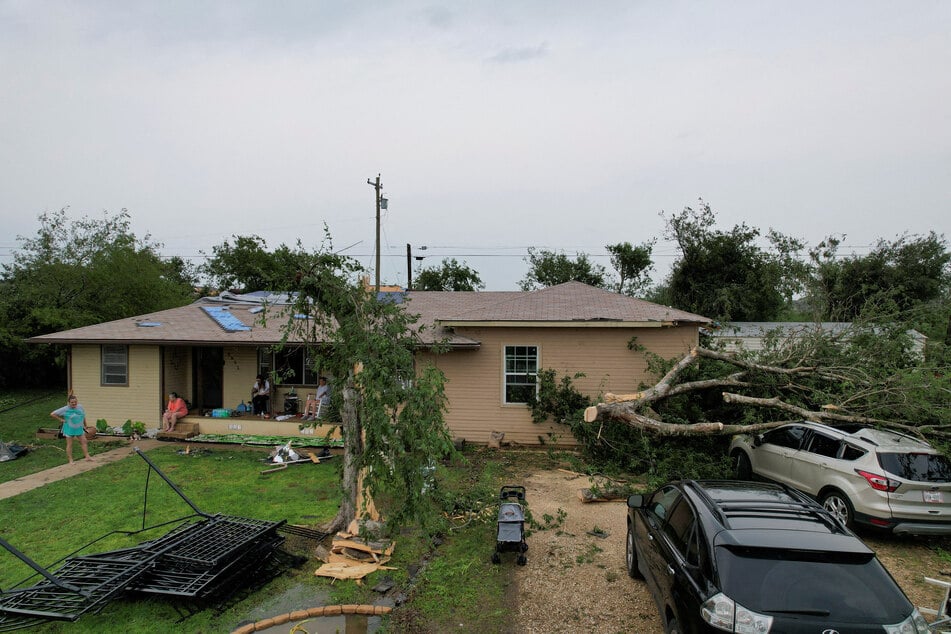 A view of the damage sustained to a home in Temple, Texas, after a tornado ripped through the city.