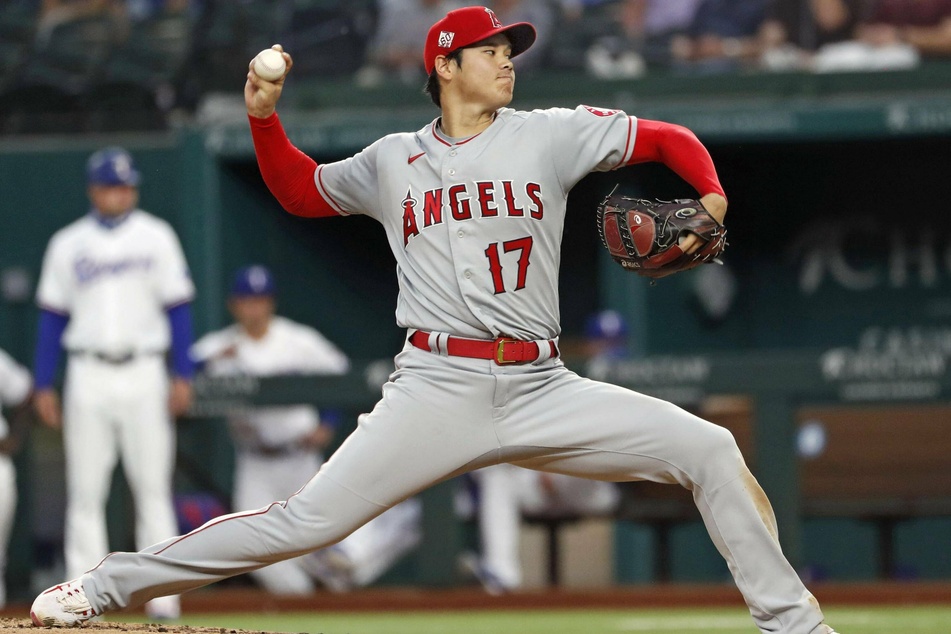 Shohei Ohtani of the Los Angeles Angels got his first win of the season, 9-4 over the Rangers on Monday