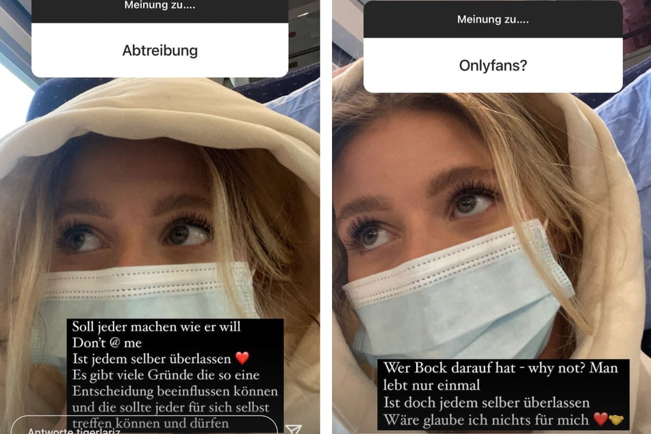 Die 22-Jährige ließ sich während einer Zugfahrt von ihren Instagram-Followern Themen vorgeben, zu denen sie dann ihre Meinung kundtat.