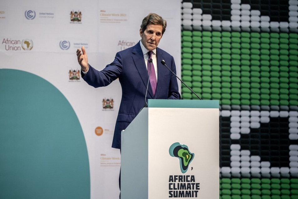 US climate enjoy John Kerry delivers remarks during the first-ever African Climate Summit in Nairobi, Kenya.