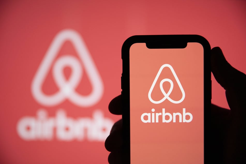 The logo of the global company Airbnb.