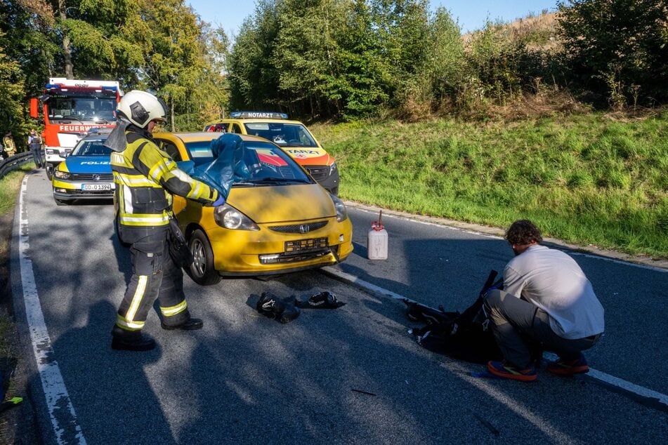 Der Honda konnte dem Motorrad nicht mehr ausweichen.