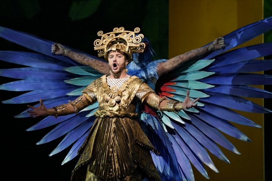 Baritone Mattia Olivieri, performing as Riolobo, takes part in a dress rehearsal of Florencia en el Amazonas.