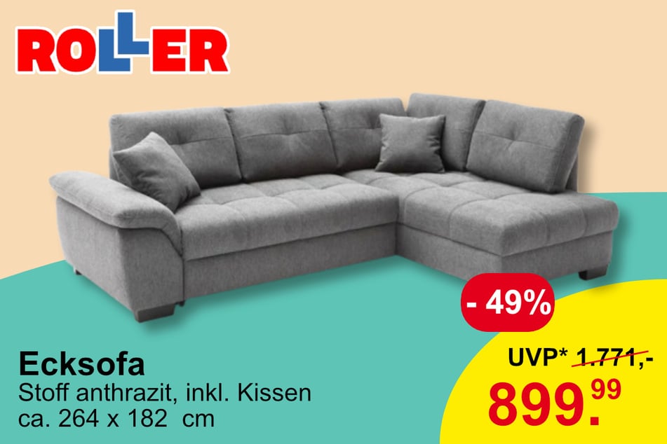 Ecksofas für nur 899,99 statt 1.771 Euro (UVP)*.