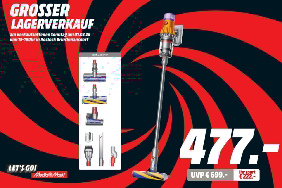 Dyson V12 Detect Slim Absolute (2023) für 477 statt 699 Euro.