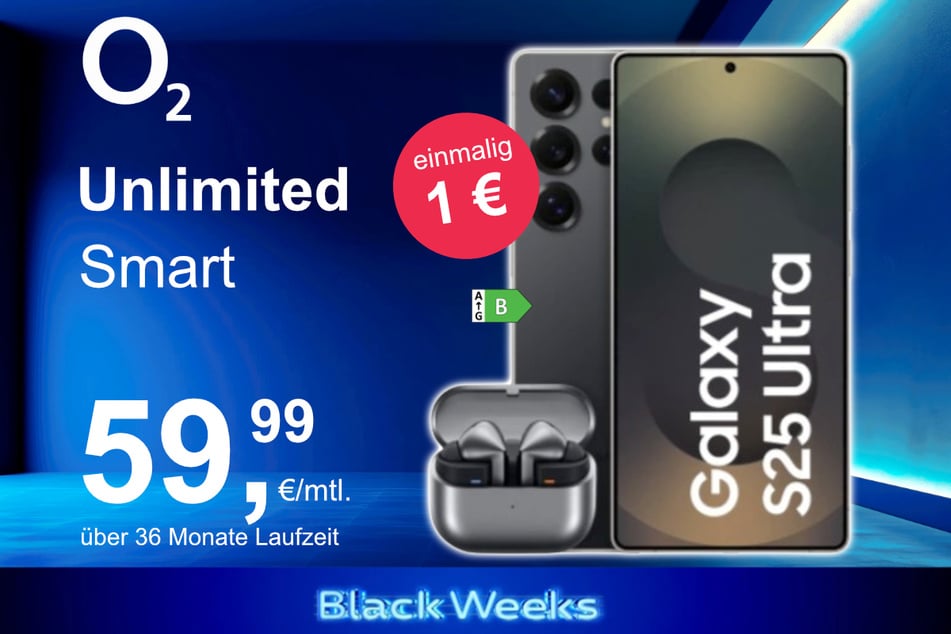 Das Samsung Galaxy S25 Ultra + Buds 3 Pro im o2 Mobile Unlimited Smart für einmalig 1 Euro.