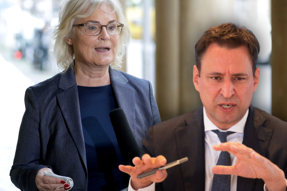 Bayerns Justizminister Georg Eisenreich (49, CSU, r.) fordert härtere Strafen für die Verbreitung von Kinderpornografie als von seiner Bundes-Kollegin Christine Lambrecht (55, SPD) geplant. (Bildmontage)
