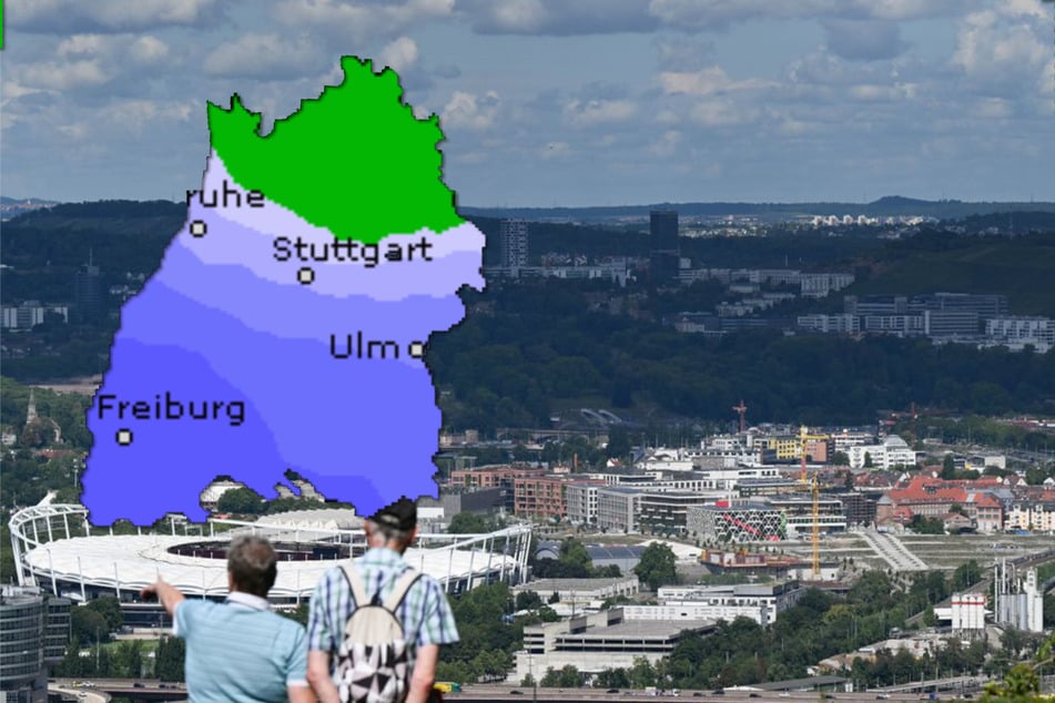 Über Stuttgart ziehen zur Wochenmitte hin Wolken auf. Zudem soll es regnen, wie die Karte zeigt.