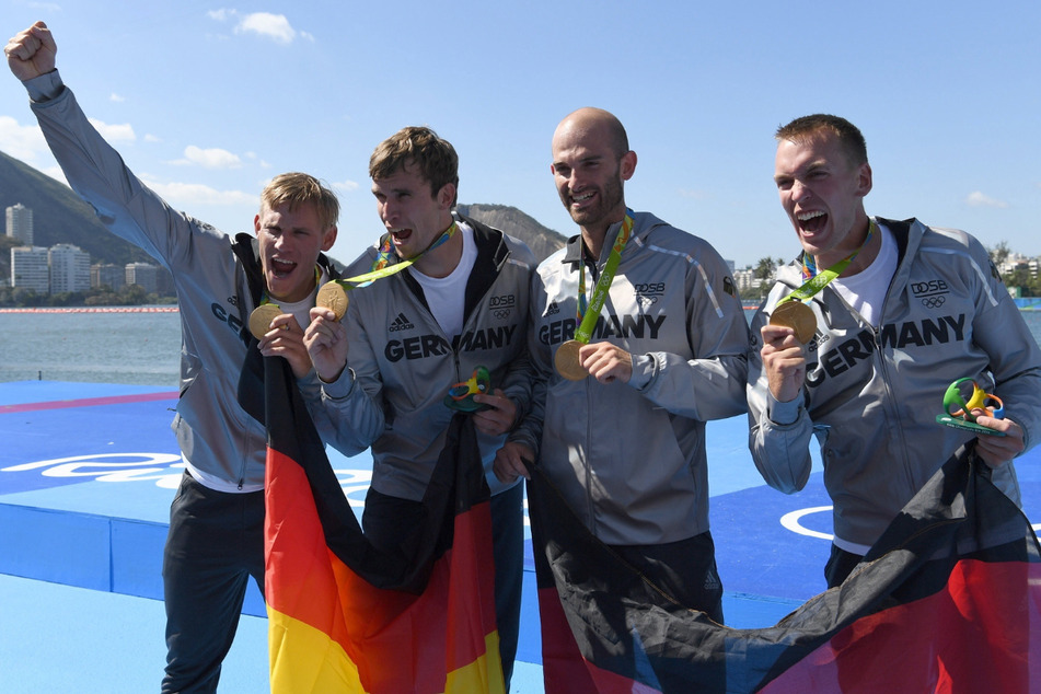 Hans Gruhne (v.r.n.l.), Lauritz Schoof, Philipp Wende und Karl Schulze triumphierten in Rio.