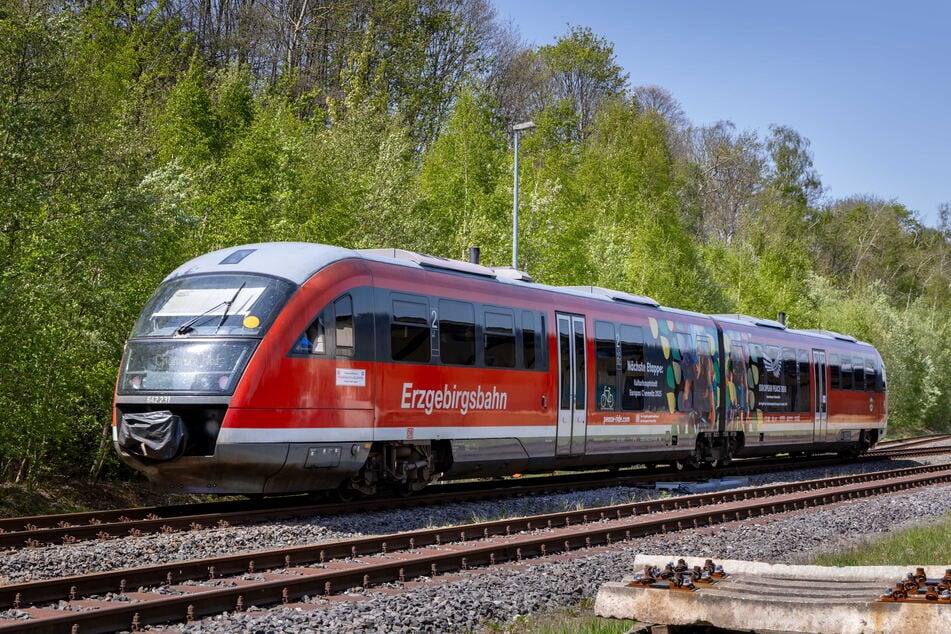 Ein Zug der Erzgebirgsbahn musste am gestrigen Dienstag heftig bremsen. Eine Frau (42) hatte sich auf die Gleise gelegt. (Symbolbild)