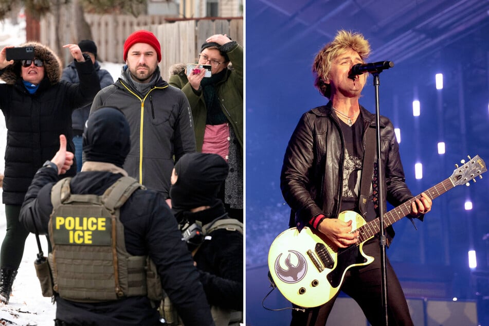 Green Day frontman Billie Joe Armstrong (r.) slammed the Trump administration in a recent performance.