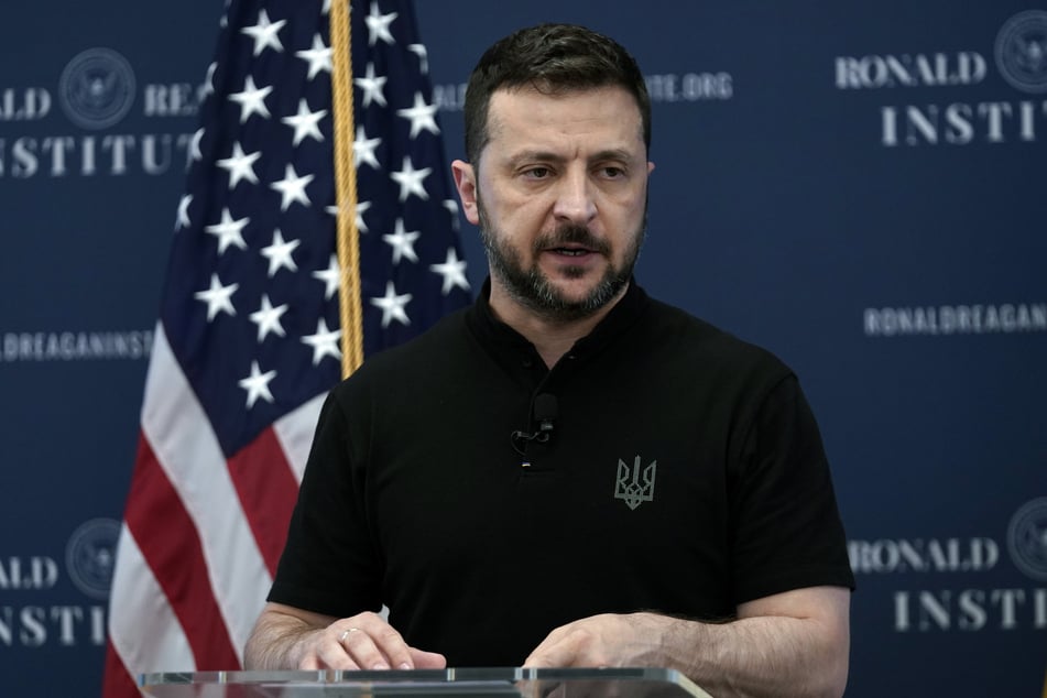 Der ukrainische Präsident Wolodymyr Selenskyj (46) spricht im Ronald Reagan Institute am Rande des NATO-Gipfels.