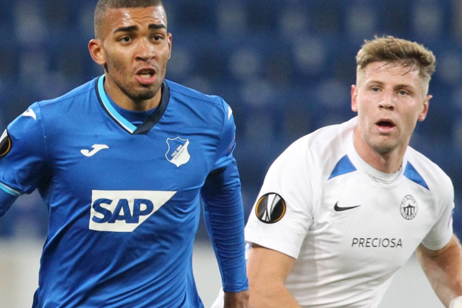 Imad Rondic (25, r.), hier im Trikot von Slovan Liberec, hat in der Europa League bereits gegen die TSG 1899 Hoffenheim und Innenverteidiger Kevin Akpoguma (29) gespielt.