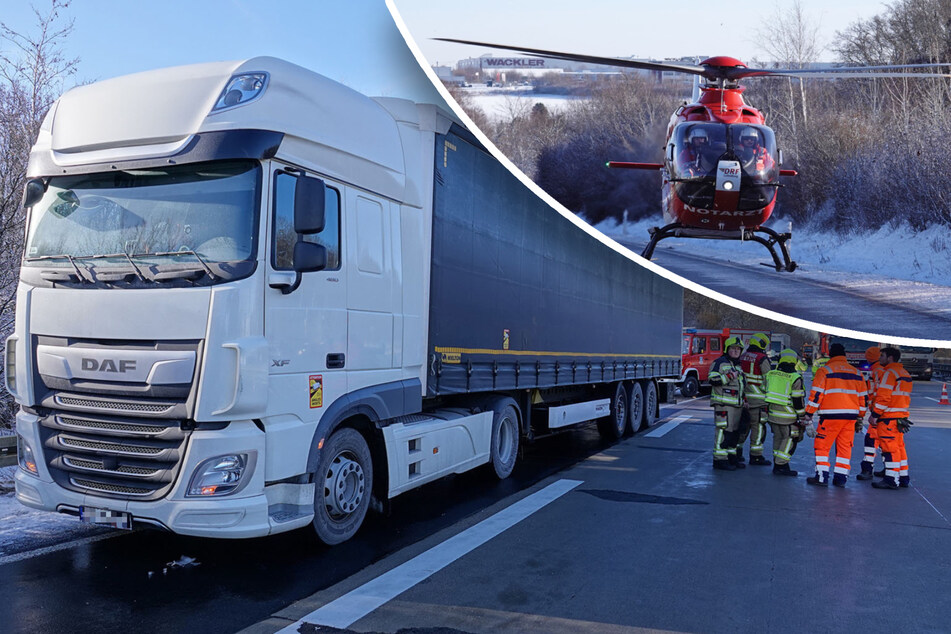 Unfall A4: Medizinischer Notfall auf der A4 bei Dresden: Trucker in großen Schwierigkeiten