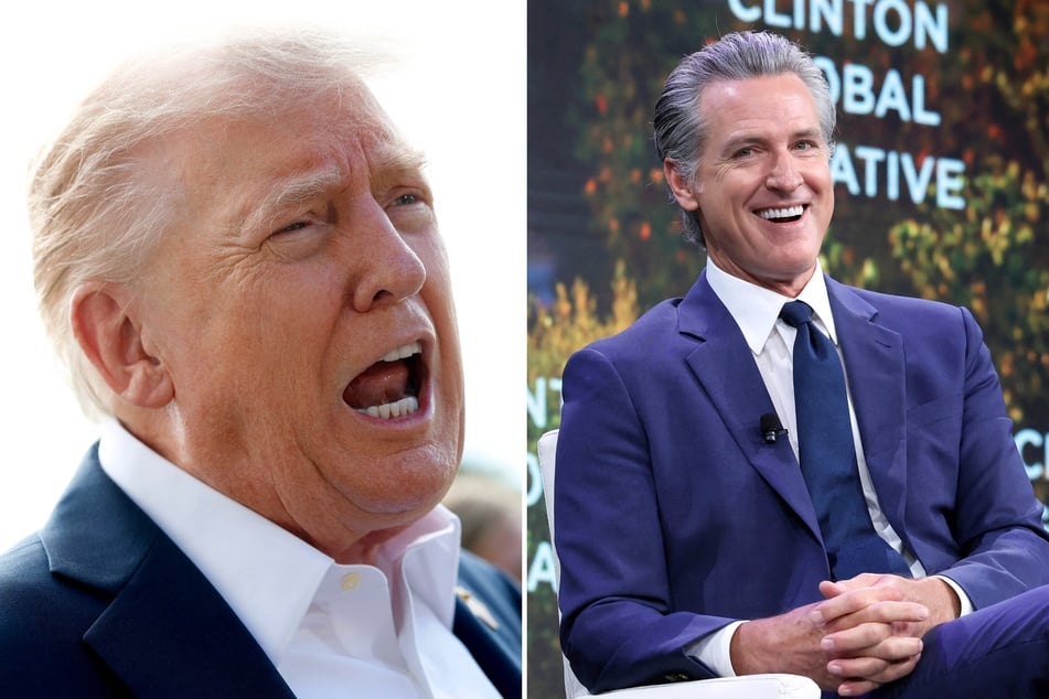 Gavin Newsom (r.) criticized President Donald Trump for blaming Democrats for a possible government shutdown when Republicans control the government.