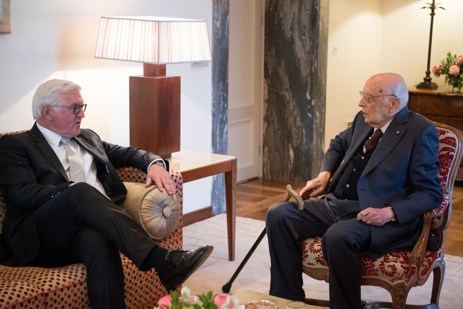 Napolitano bei einem Treffen mit Bundespräsident Frank-Walter Steinmeier (67) im Jahr 2017.