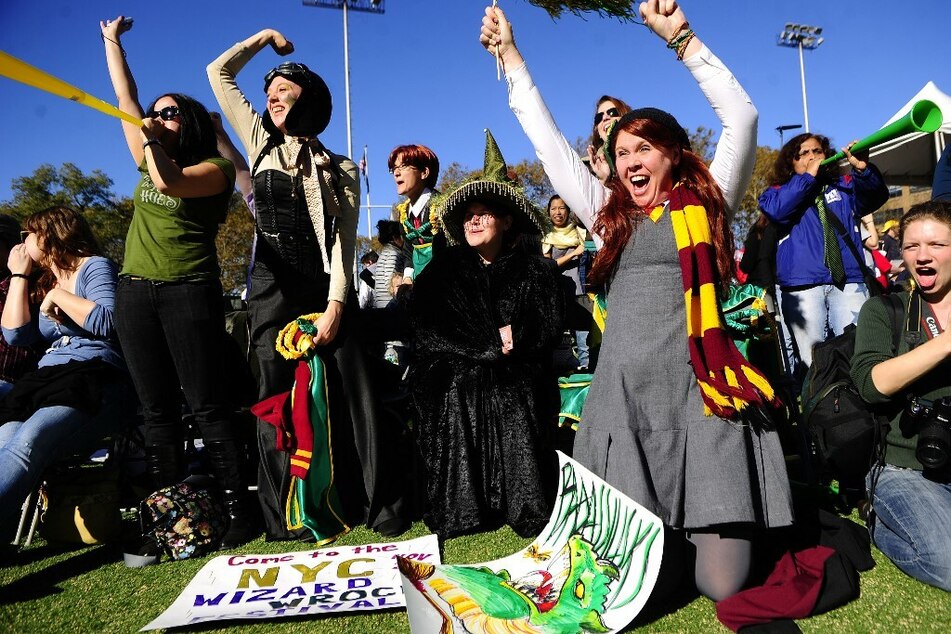 Fans cheering at the 4th Quidditch World Cup, held in New York in 2010.